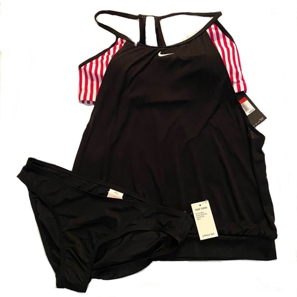 Last 1-NIKE Tankini Swimsuit Pink & White 🌺 - Picture 2 of 15